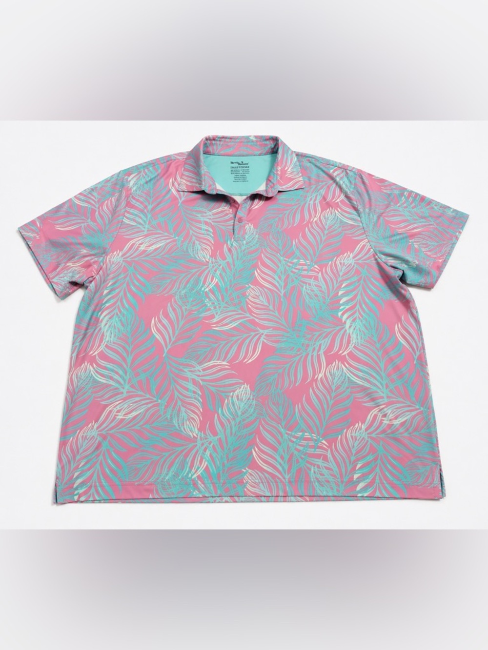 Birdie Bound Tropical Polo Shirt 3XL Pink Teal Oversized Performance - Picture 4 of 6